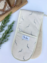Load image into Gallery viewer, Double Oven Glove - 'Home Late Hare and Hearts'