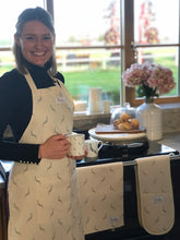 Load image into Gallery viewer, Double Oven Glove - 'Home Late Hare and Hearts'