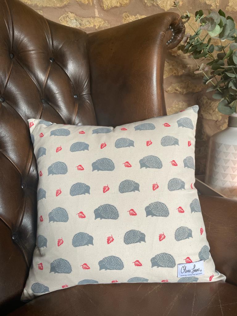 Cushion Cover- 'Snuffling Along' Hedgehog